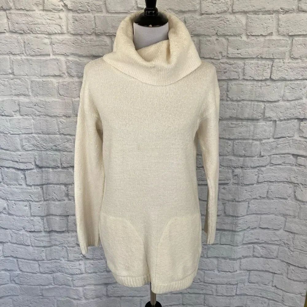 Talbots women S cowlneck Longsleeve sweater w/side zipper white